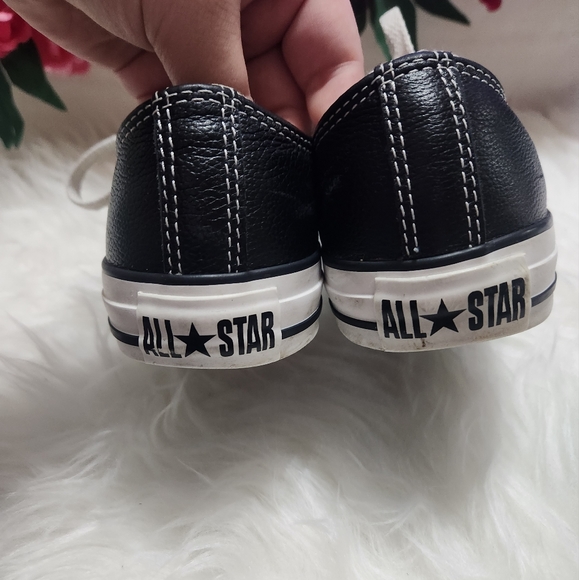 Black Leather Low Top Converse Shoes - Picture 7 of 7